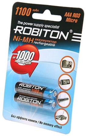 Мизинчиковые аккумуляторные батарейки для фонарика Robiton AAA 1100 mAh