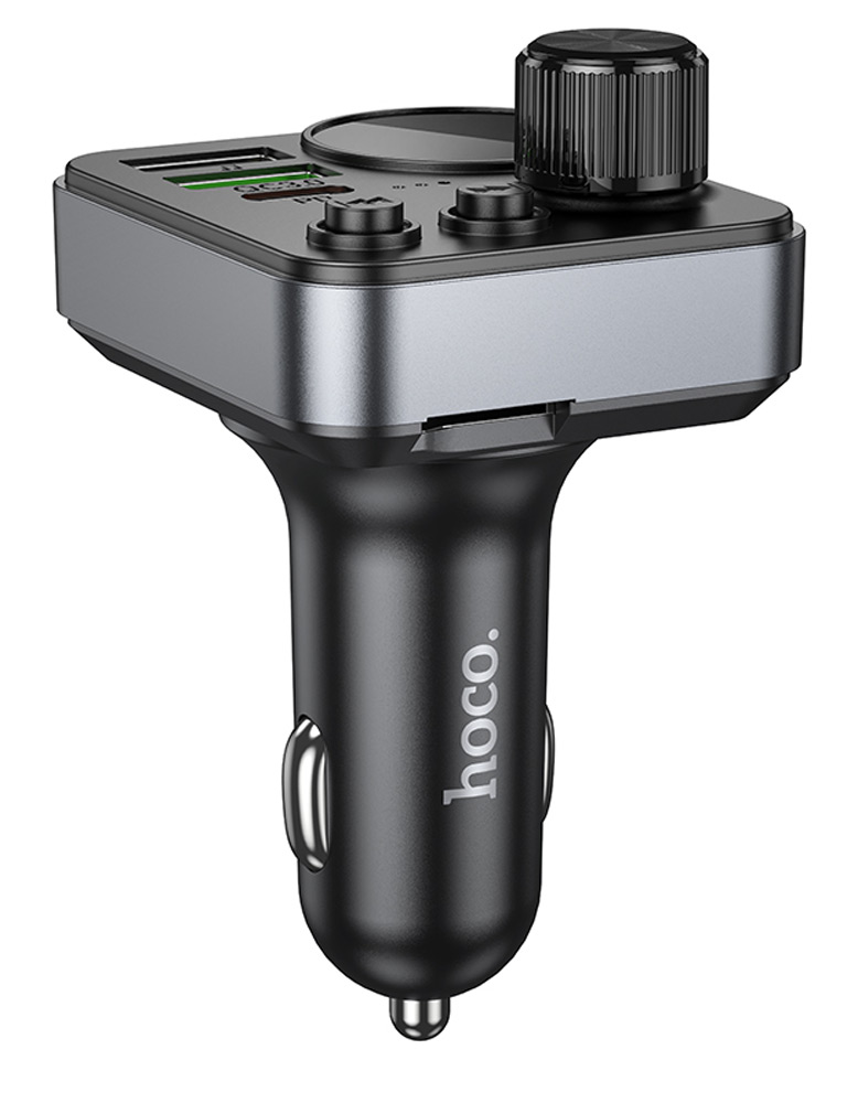 зарядка для телефона в машину с FM трансмиттером Hoco E86 Alegria 48W dual port PD30W+QC3.0 car BT FM transmitter black