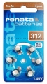 батарейки для слуховых аппаратов (6 шт.) Renata ZA312/PR41-6BL 