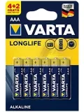 батарейки (6 шт.) Varta LR03/AAA LONGLIFE-4+2BL 
