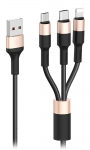 универсальный зарядный кабель Hoco X26 Xpress one pull three charging cable iP+Micro+Type-C