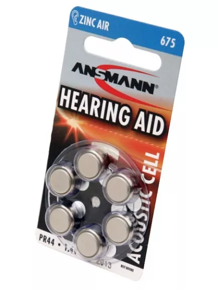 батарейки для слуховых аппаратов Ansmann ZA675/PR44-6BL