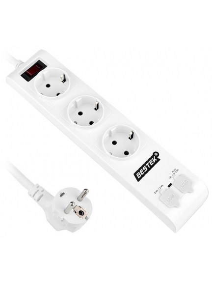 сетевой фильтр с USB портами Bestek EU power strip MRJ3600HU