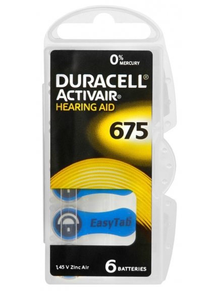 батарейки для слуховых аппаратов Duracell ZA675/PR44-6BL