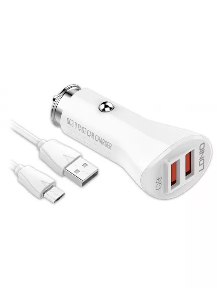 автомобильное зарядное устройство LDNIO C511Q 2USB QC3.0 + micro cable