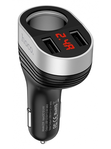 автомобильное зарядное устройство Hoco Z29 Regal digital display cigarette lighter car charger