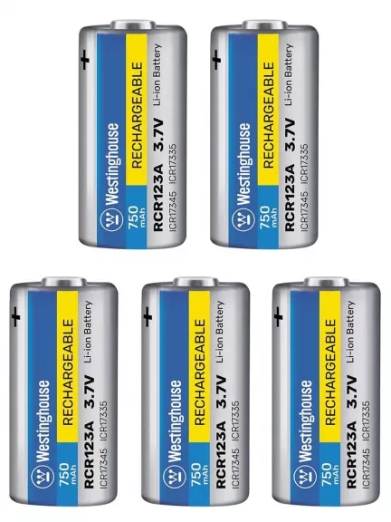 аккумуляторы Westinghouse RCR123A 3,7V 750mAh без защиты 5шт.