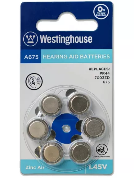 батарейки для слуховых аппаратов Westinghouse ZA675/PR44-BP6
