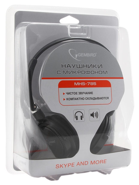 Складные наушники с микрофоном Gembird MHS-785 black