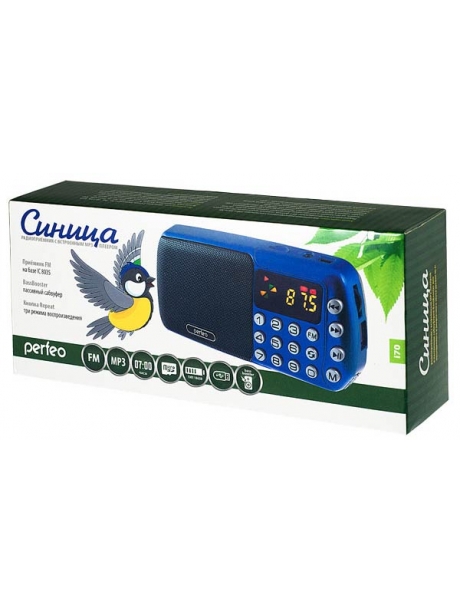 FM радиоприемник с mp3 плеером PERFEO i70 "Синица" синий