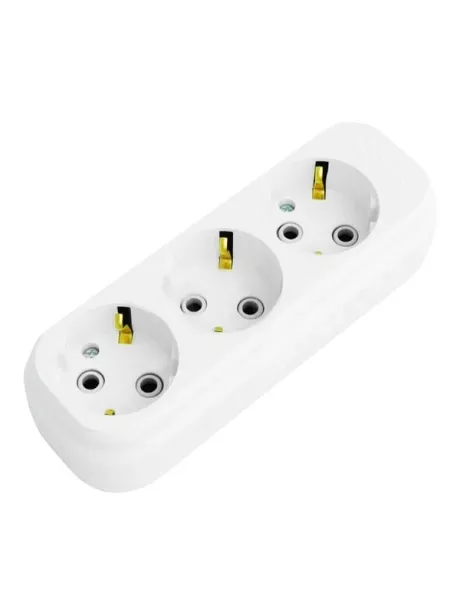 тройник электрический MAKEL MIMOZA на 3 гнезда  с/заз 10033 белый