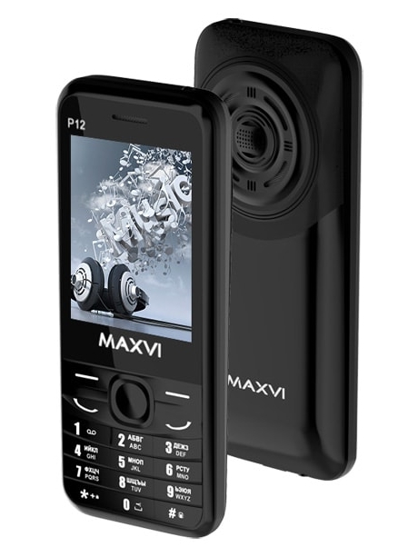кнопочный телефон с мощным аккумулятором Maxvi P12 black