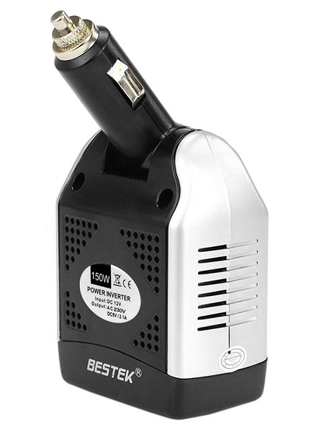автомобильный инвертор напряжения Bestek 150W Car Inverter MRI1513C black grey