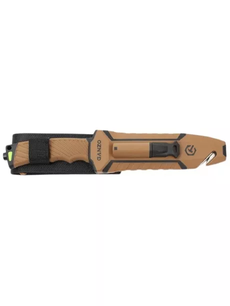 туристический нож с огнивом и точилкой Ganzo G803 desert yellow