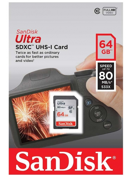 карта памяти SanDisk 64Gb SDXC Class 10 Ultra UHS-I 80MB/s 