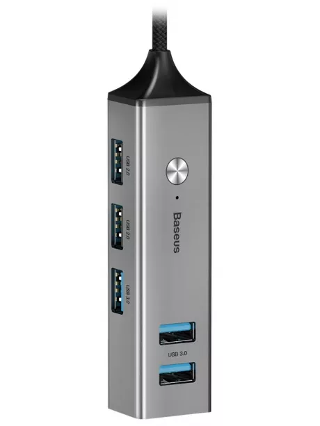 USB концентратор 3.0 Baseus Cube USB to USB3.0*3+USB2.0*2 HUB Adapter dark gray