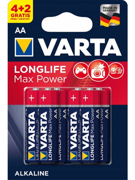 батарейки (6 шт.) Varta LR6/AA LONGLIFE Max Power-4+2BL 