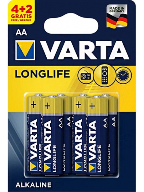 батарейки (6 шт.) Varta LR6/AA LONGLIFE-4+2BL 