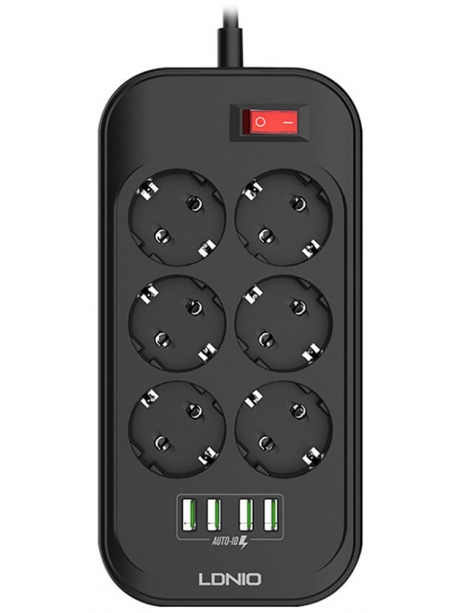 сетевой фильтр LDNIO SE6403 4USB*6 розеток 2м grey