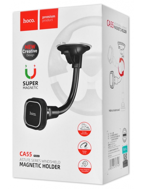 магнитный держатель на стекло Hoco CA55 Astute series windshield car holder black gray