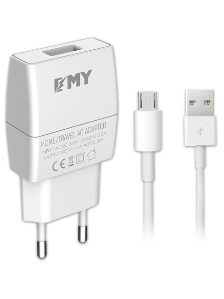 зарядное устройство EMY MY-A101 + кабель USB - micro USB white