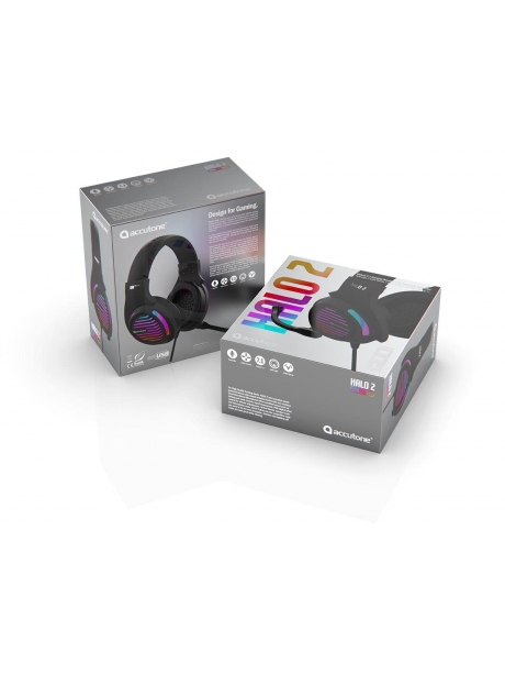 игровая гарнитура 7.1 с подсветкой и вибрацией Accutone Halo 2 USB black