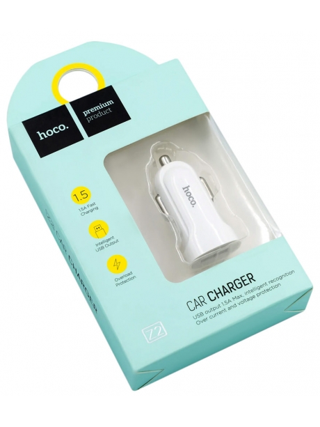 автомобильное зарядное устройство Hoco Z2 1USB 1.5A white