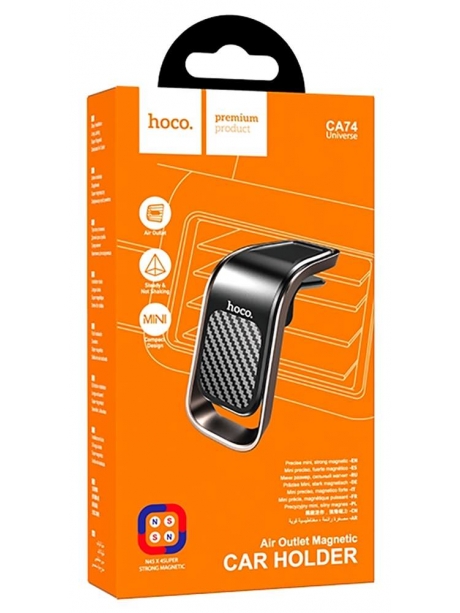 магнитный держатель на воздуховод Hoco CA74 Universe air outlet magnetic car holder black/metal gray