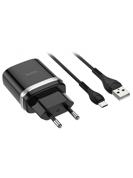 зарядное устройство Hoco C12Q Smart QC3.0 charger + Micro cable black