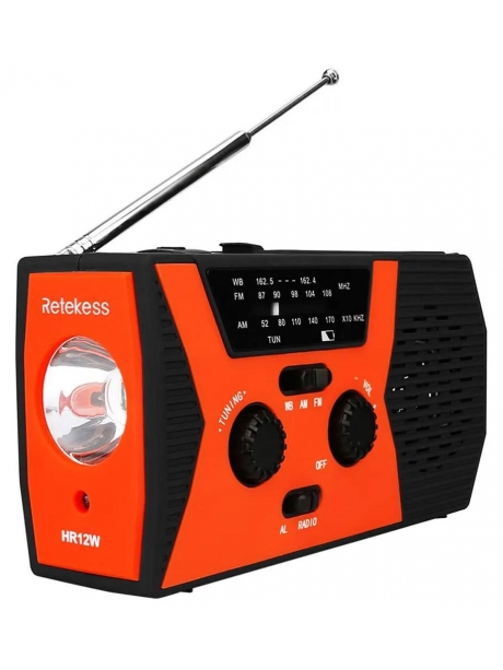 переносной радиоприемник на солнечной батарее Retekess HR12W black orange