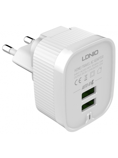 зарядное устройство LDNIO A201 2USB + кабель USB - micro USB white