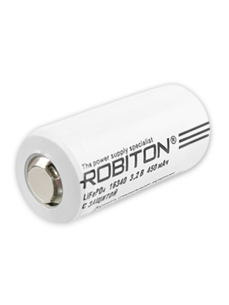 литиевый аккумулятор 3.2v Robiton LiFe16340 450mAh защищённый 