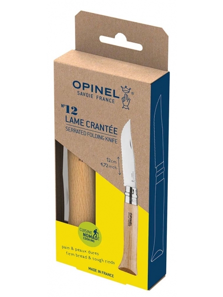складной нож Opinel №12 Stainless Steel серрейтор бук