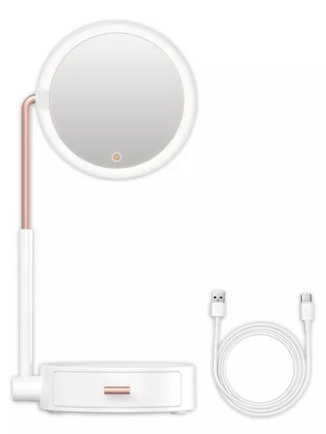 настольное зеркало с подсветкой Baseus Smart Beauty Series Lighted Makeup Mirror with Storage Box white