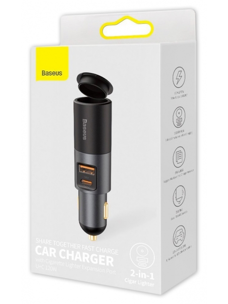 автомобильное зарядное устройство Baseus Share Together Car Charger with Cigarette Lighte Port  U+C 120W gray