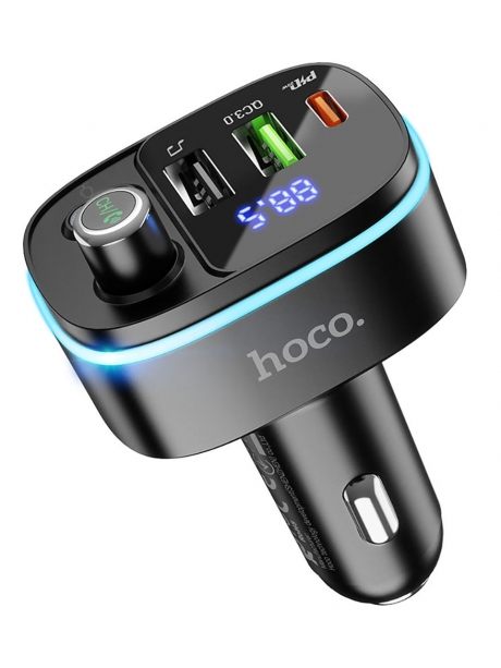 автомобильная зарядка с bluetooth FM трансмиттером Hoco E62 Fast PD20W+QC3.0 car BT FM transmitter black