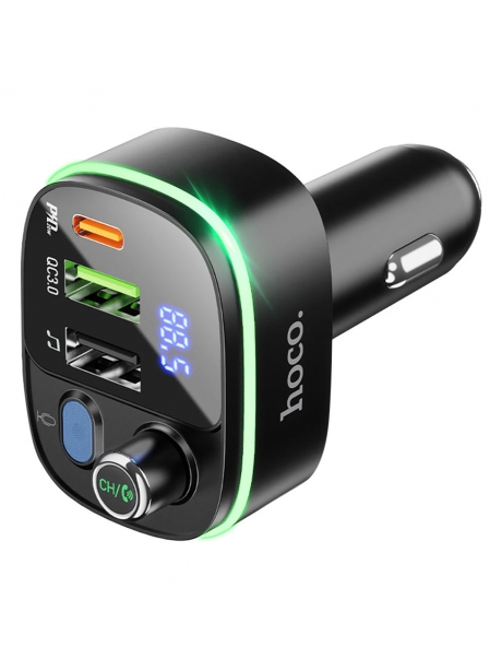 автомобильная зарядка с bluetooth FM трансмиттером Hoco E62 Fast PD20W+QC3.0 car BT FM transmitter black