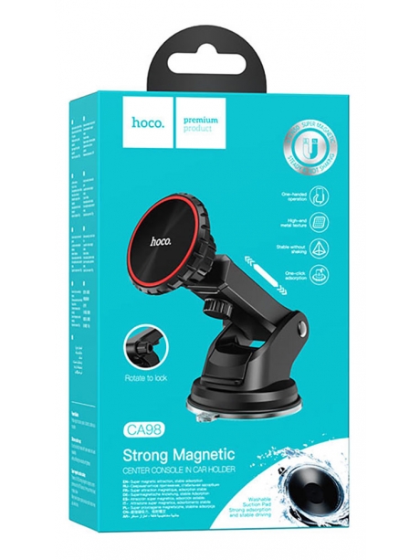 магнитный держатель Hoco CA98 City center console magnetic car holder black