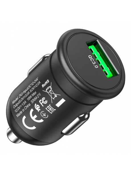 автомобильное зарядное устройство Hoco Z43 Mighty single port QC3.0 car charger black