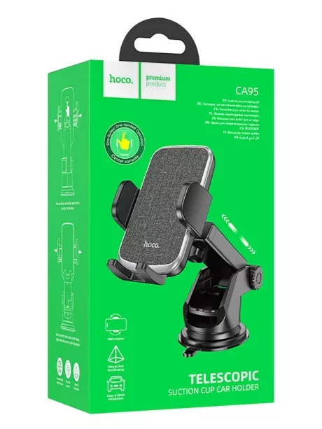 держатель со штангой Hoco CA95 Polaris push-type telescopic suction cup car holder black