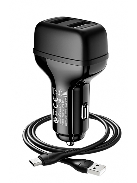 автомобильное зарядное устройство Hoco Z36 Leader 2USB 2.4A + micro cable black