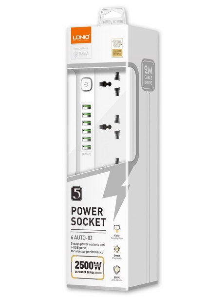 сетевой фильтр LDNIO SC5614 6USB*5 розеток 2м white