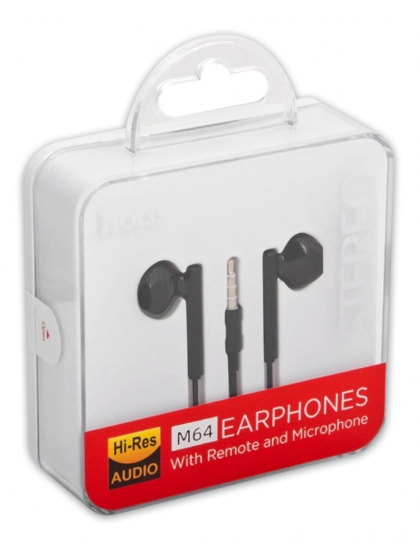 наушники с микрофоном для смартфона Hoco M64 Melodious wire control earphones with mic black