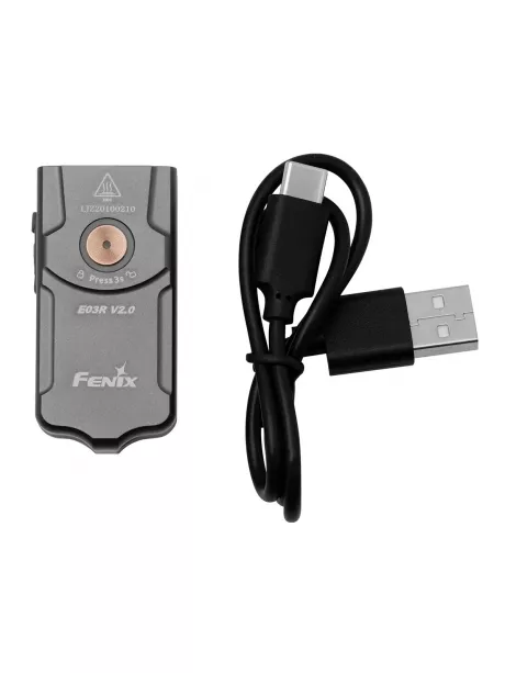 светодиодный фонарь брелок Fenix E03R EDC V2.0 grey