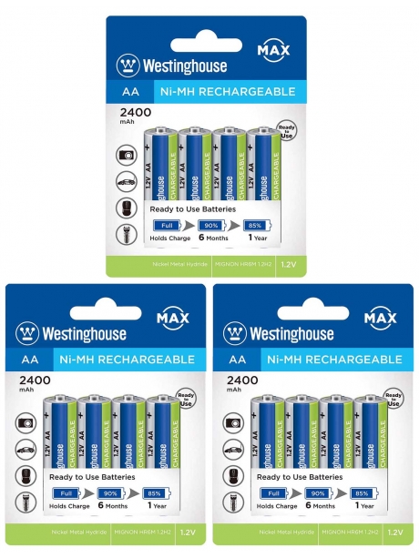 аккумуляторы Westinghouse 2400 mAh  R6/AA 12шт. 