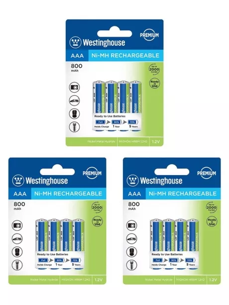 аккумуляторы Westinghouse 800 mAh  R03/AAA 12шт. 