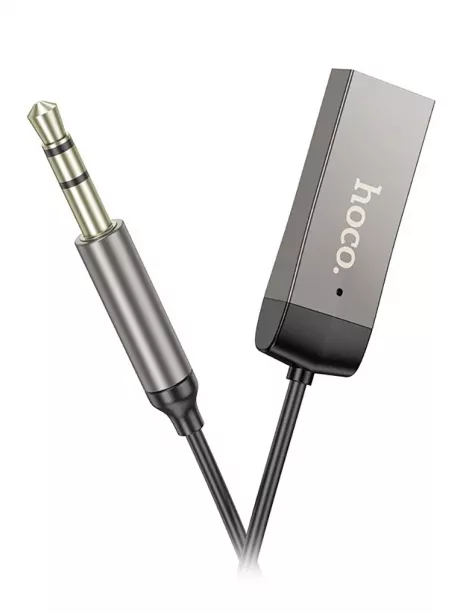 bluetooth аудиоадаптер для автомагнитолы Hoco E78 Benefit car AUX BT receiver with cable metal gray