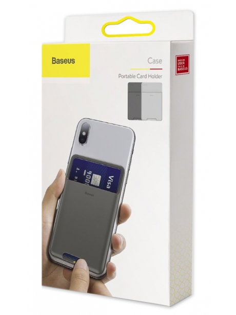 чехол для банковской карты на телефон Baseus Back stick silicone card bag dark grey