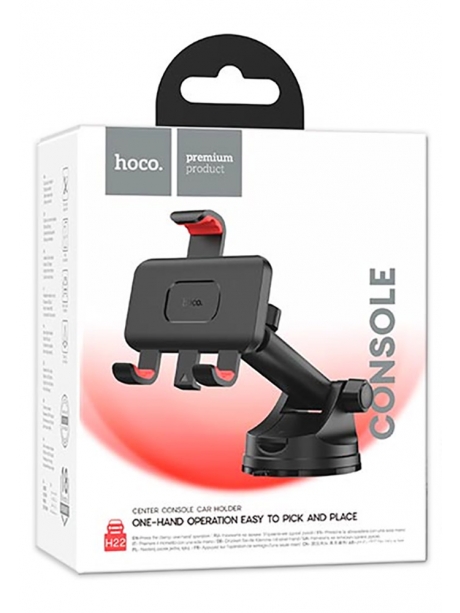 держатель для телефона на присоске Hoco H22 Dragon automatic clamping car holder (center console) red and black