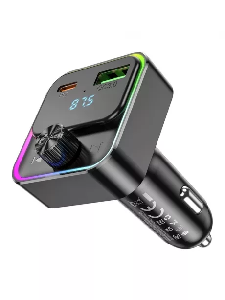 АЗУ с bluetooth FM трансмиттером Hoco E81 Fantasy PD30W+QC3.0 car BT FM transmitter black